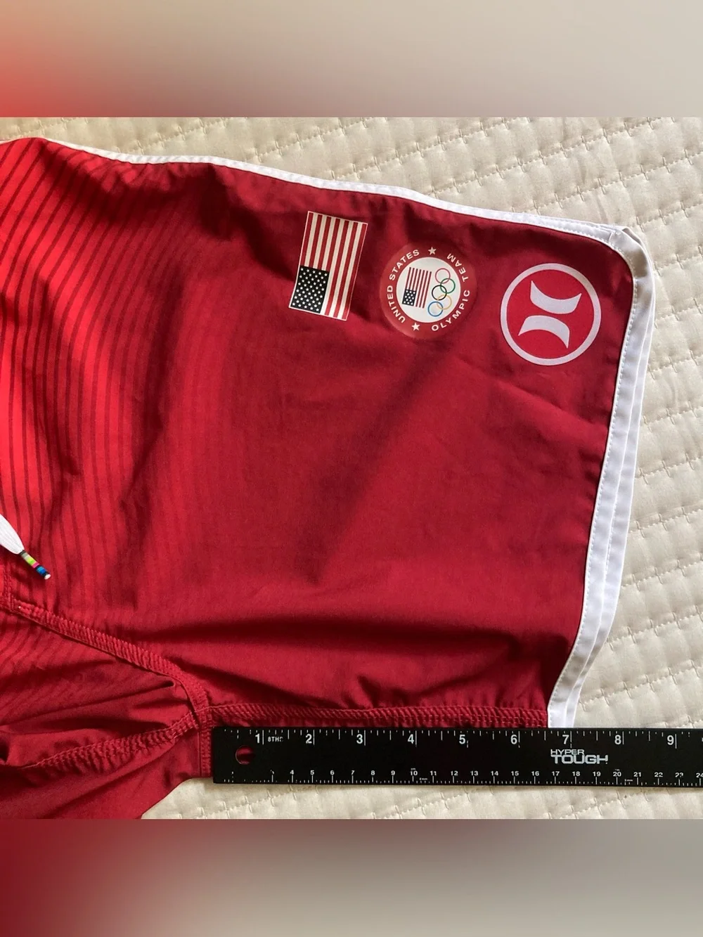 Hurley Phantom USA Olympic Board Shorts Men’s 32 Red 7” Unlined Surf Swim Beach